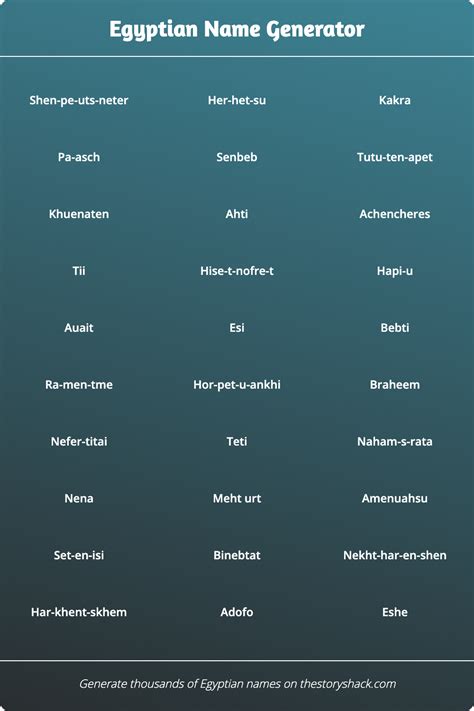 Create your random Egyptian names .